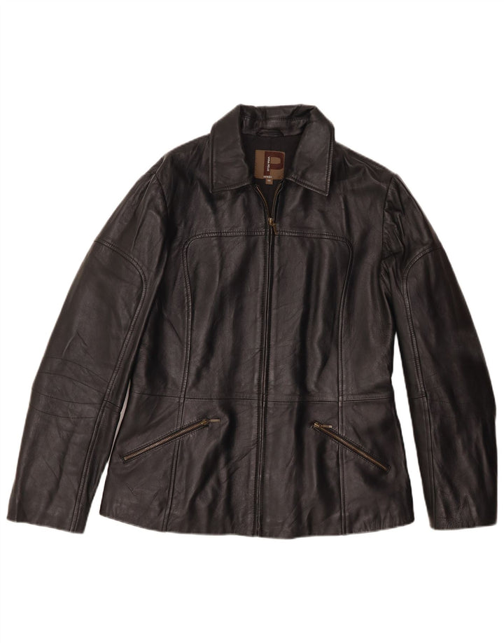 Conbipel Veste en Cuir Femme IT 46 Grand Cuir Noir