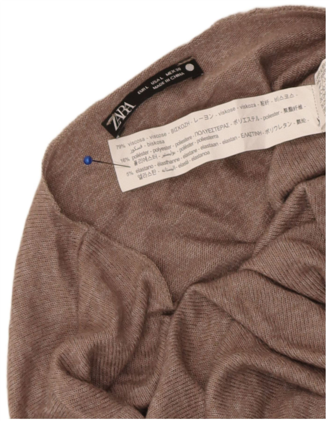 Zara Chemisier Femme Top UK 14 Large Marron Viscose