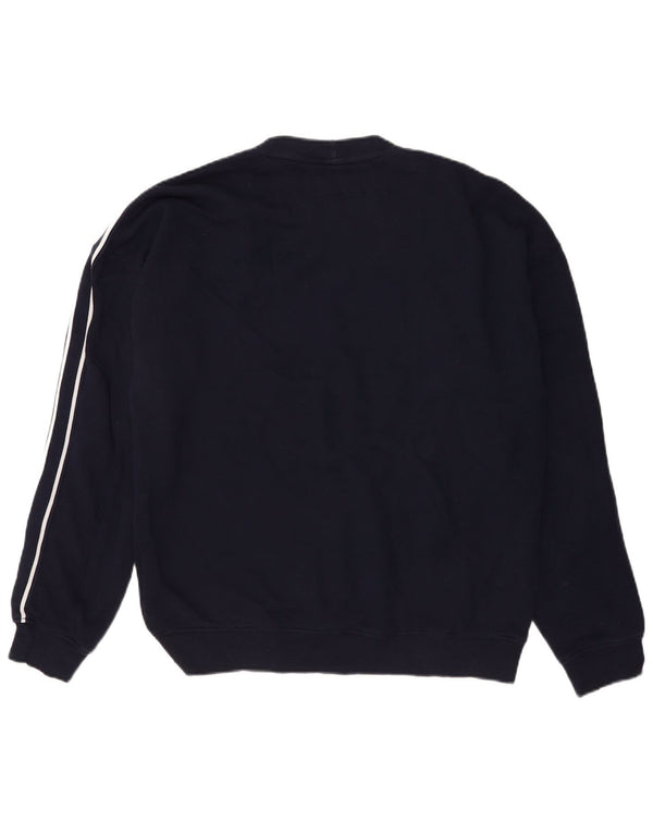 Benetton Mens Graphic Loose Fit Sweatshirt Jumper Petit Bleu Marine Coton