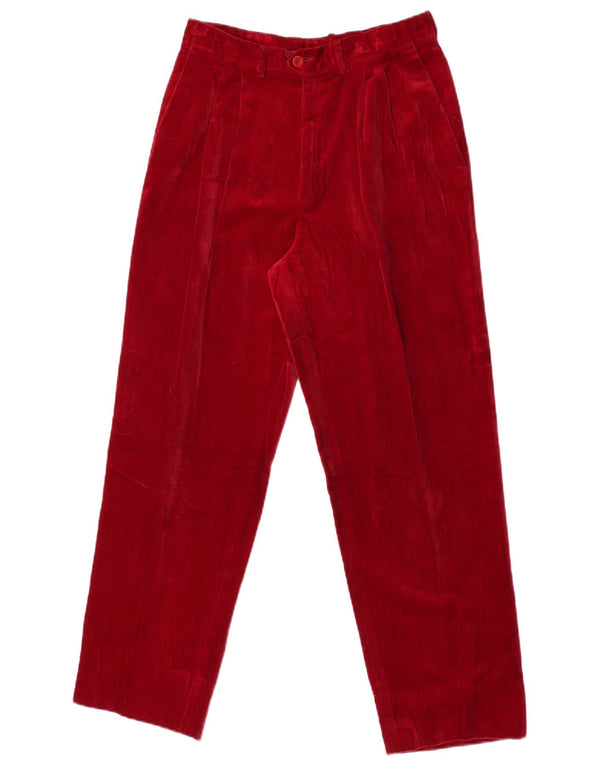 Pantalon de costume en velours pegged vintage pour femme IT 40 Small W26 L28 Bordeaux