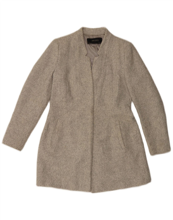 Zara Womens Pardessus UK 14 Large Gris Polyester