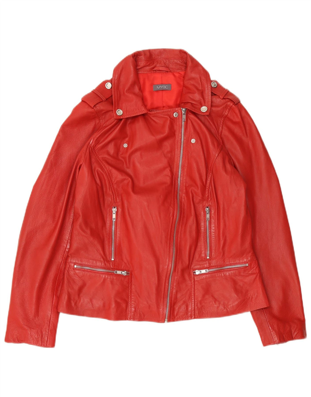 veste biker femme vintage UK 16 Grand cuir rouge