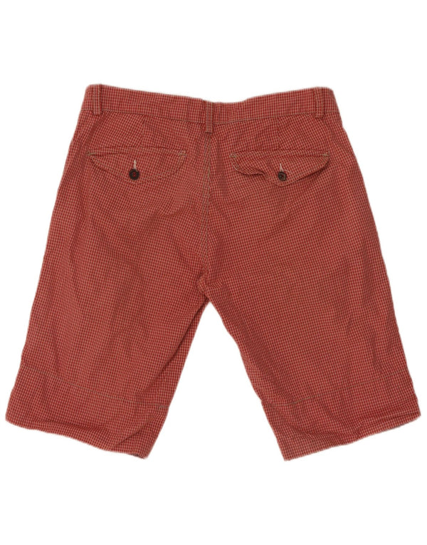Zara Short Chino Homme EU 42 Large W32 Rouge à Carreaux Coton