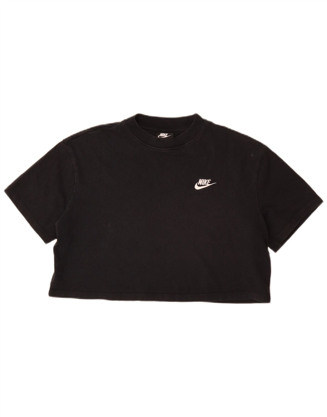 NIKE Womens Crop T-Shirt Top UK 14 Medium Black Cotton