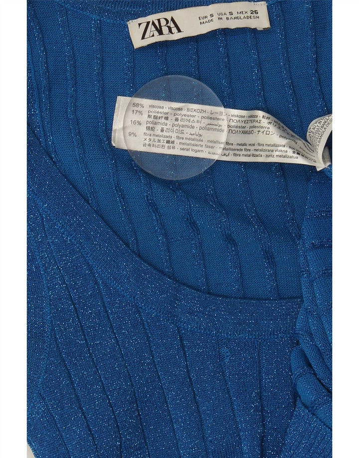 ZARA Womens Vest Top UK 8 Small Blue