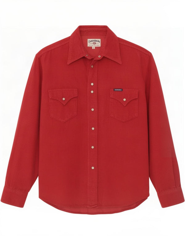 Carrera Chemise en velours côtelé pour femme UK 16 Large Rouge Coton