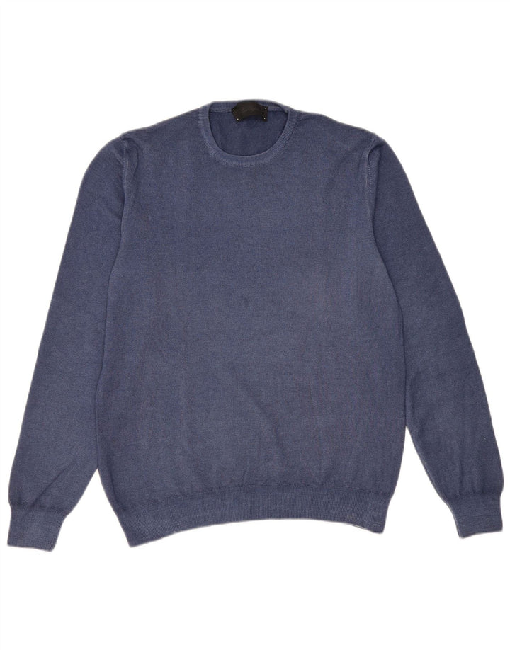 Les Copains Pull col rond homme IT 50 laine bleu marine moyen