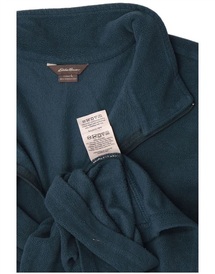 Eddie Bauer Pull polaire à col zippé pour femme UK 16 Large Bleu Polyester
