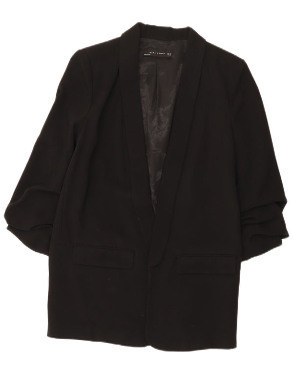 Zara Veste blazer ouverte à manches 3/4 pour femme UK 14 Noir moyen