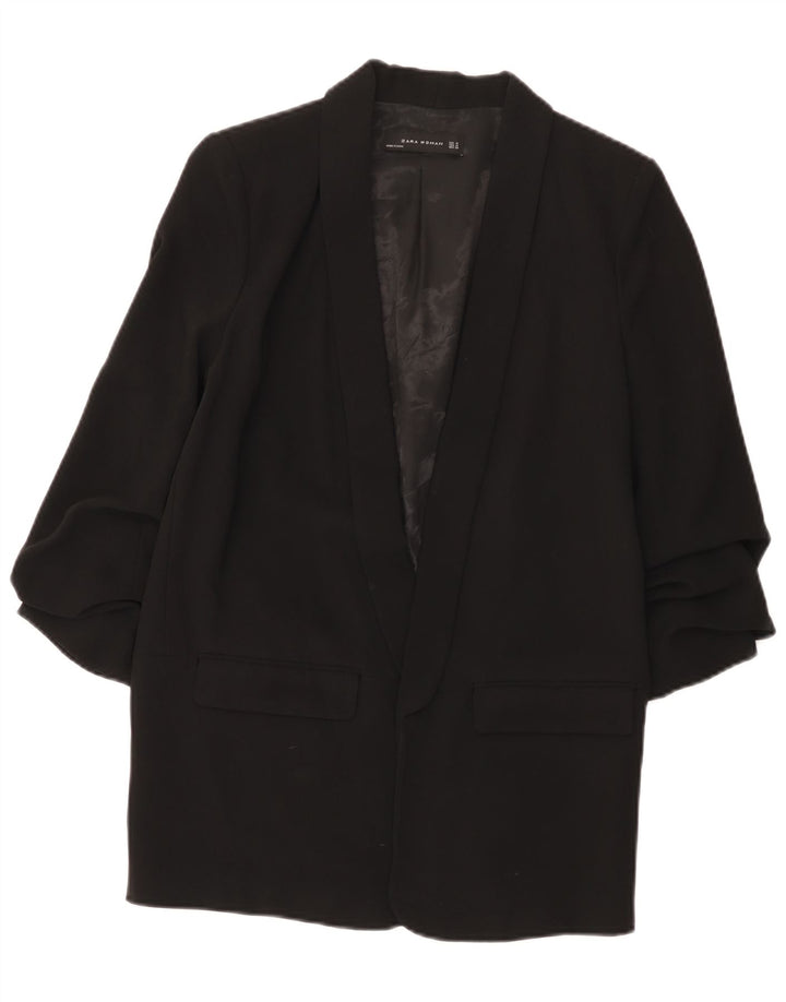 Zara Veste blazer ouverte à manches 3/4 pour femme UK 14 Noir moyen