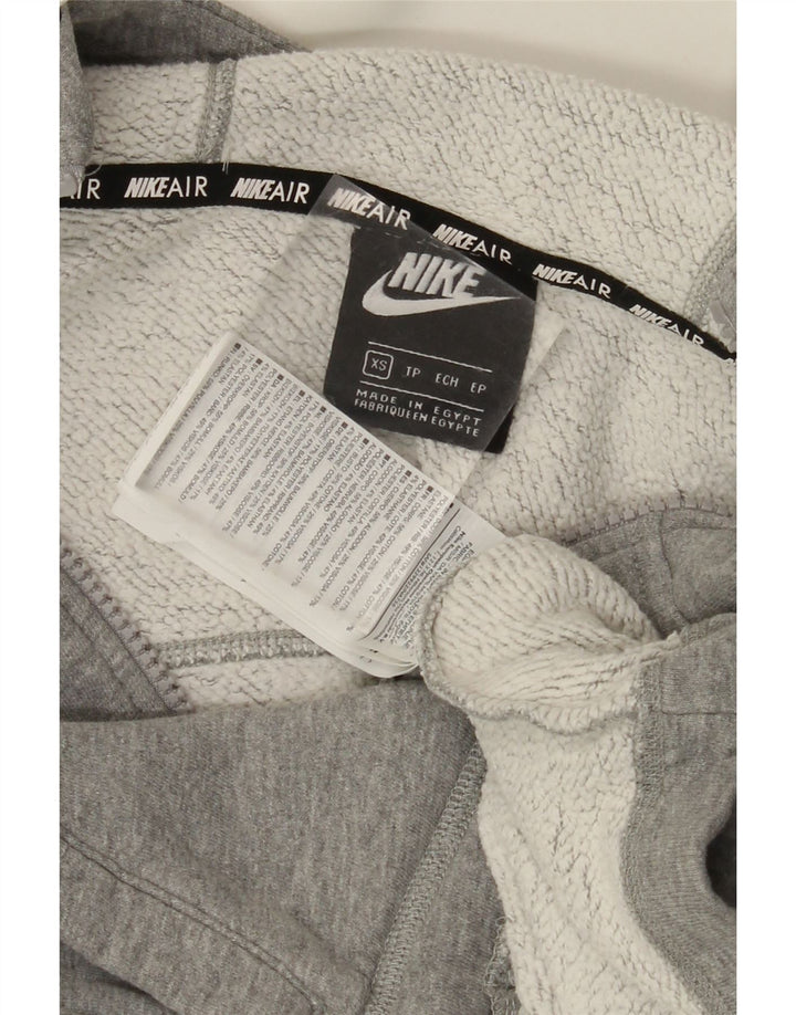 NIKE Pull à capuche zippé surdimensionné pour femme UK 6 XS Gris Coton