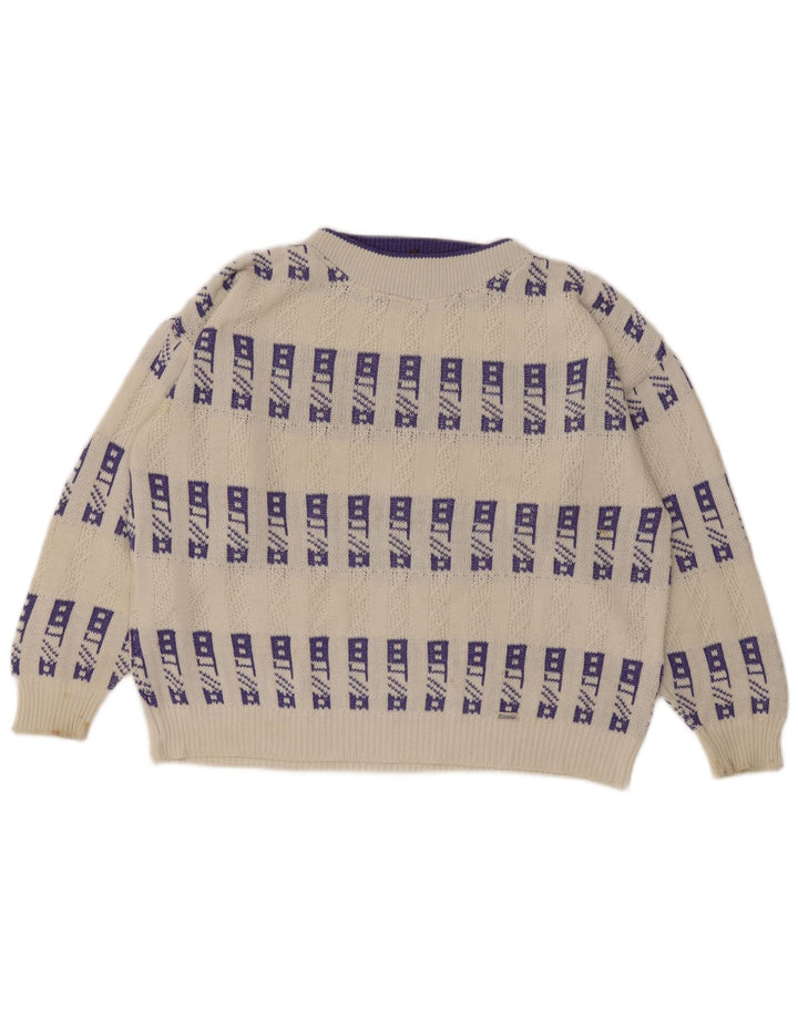 Eisbar Pull col rond pour homme XL Blanc géométrique