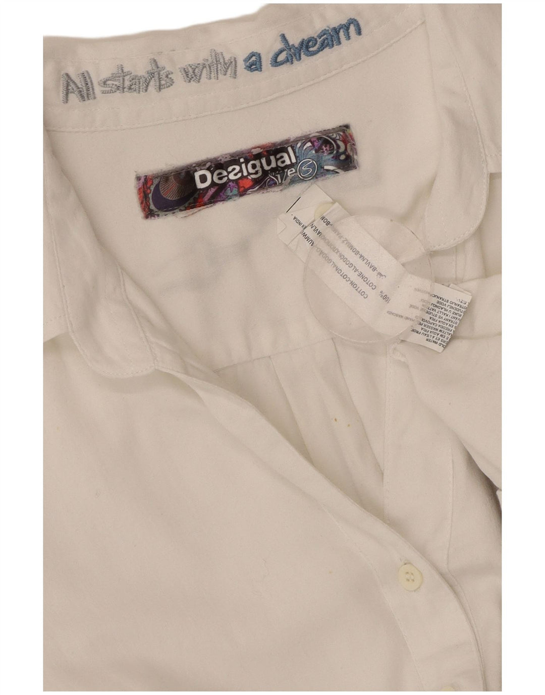 DESIGUAL Chemise graphique pour femme UK 10 Petit coton floral blanc