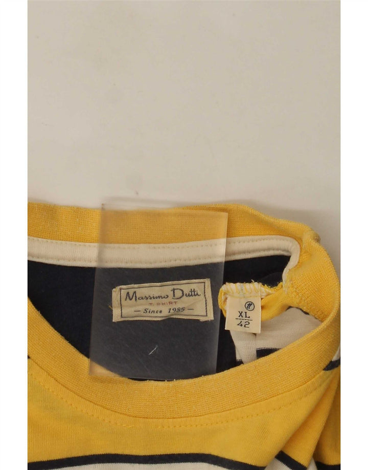 Massimo Dutti T-Shirt Homme Top XL Jaune Rayé