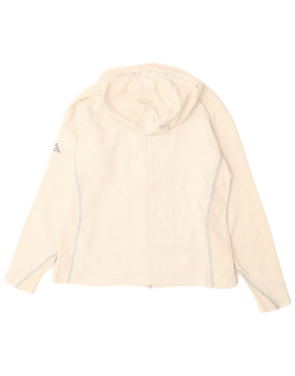 KAPPA Pull à capuche zippé pour femme UK 14 Blanc moyen