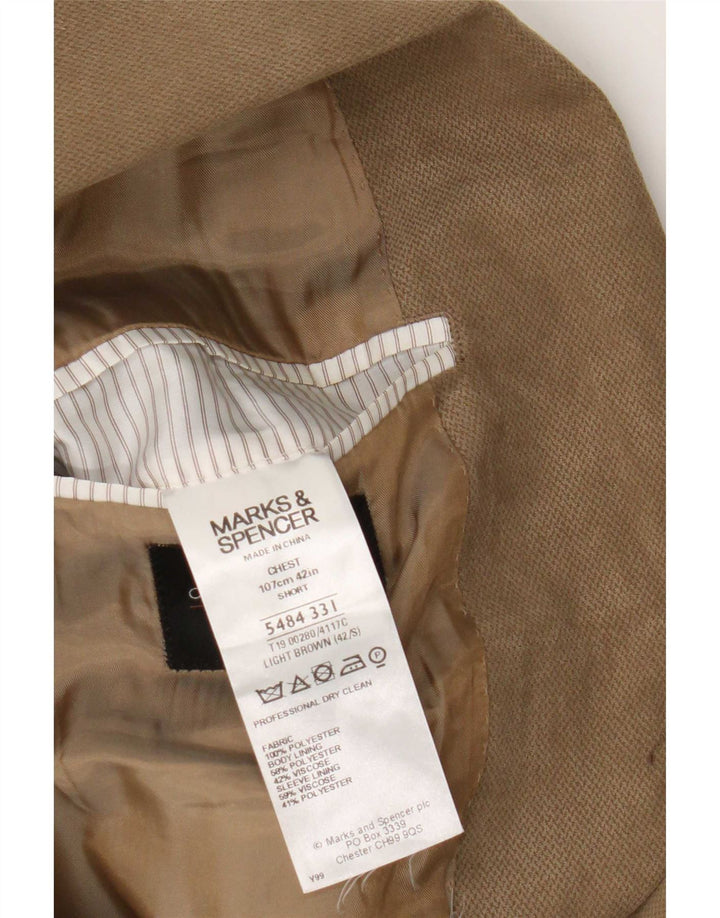 Marks & Spencer Veste blazer à 2 boutons pour homme UK 42 Large Beige Polyester