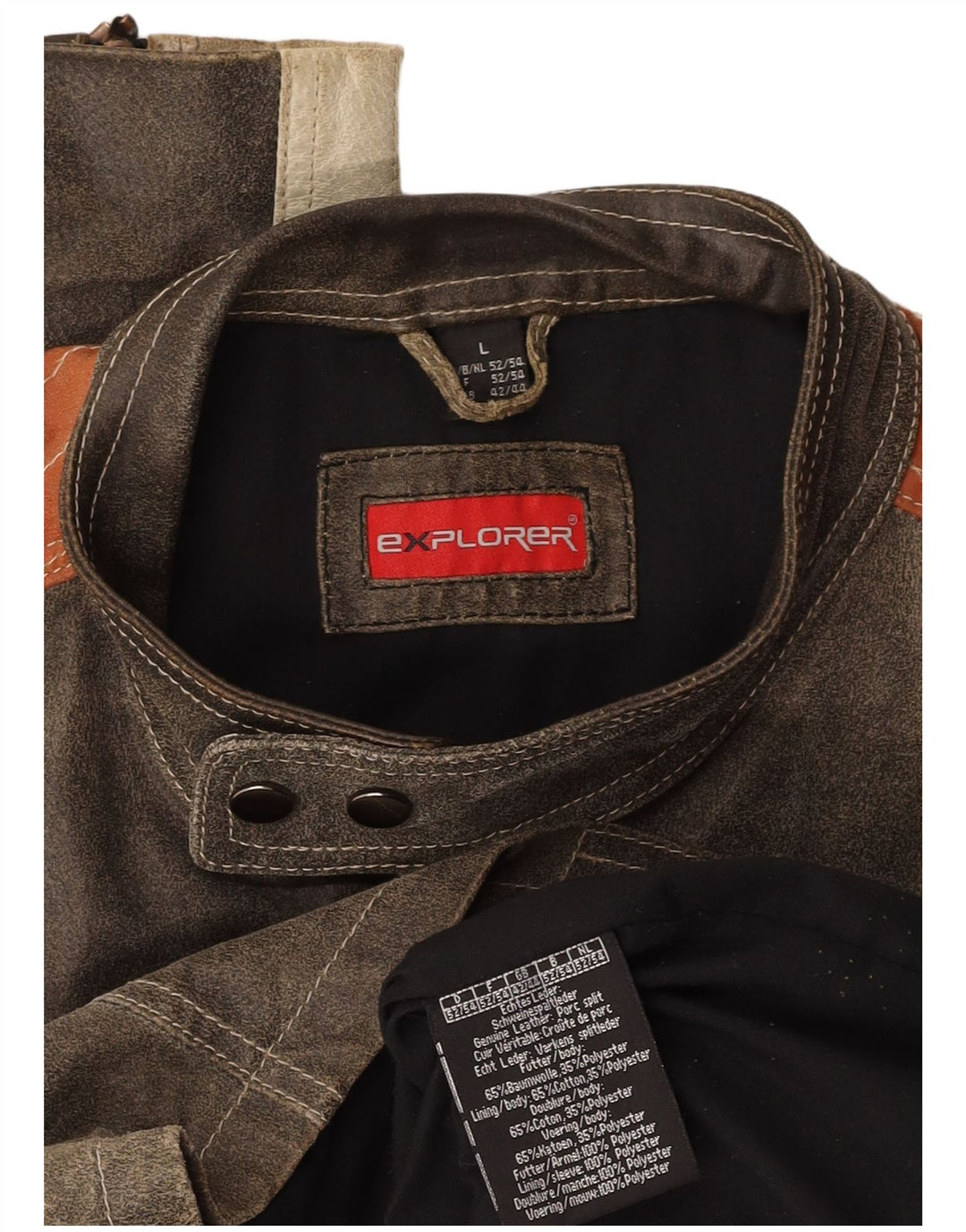 EXPLORER Veste en cuir pour homme UK 40 Grand cuir color block gris