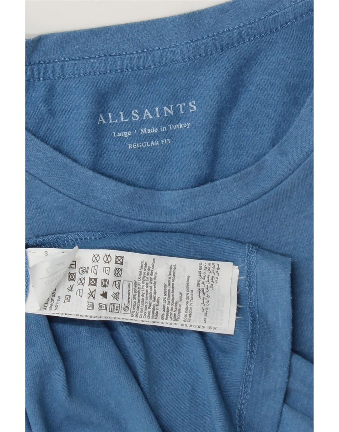 All Saints T-shirt coupe classique pour hommes, grand, bleu, coton