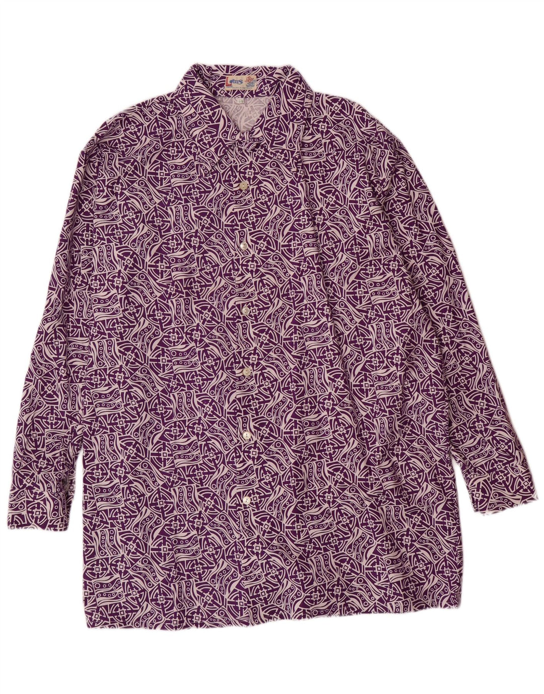VINTAGE Chemise à motif abstrait pour homme Taille 44 XL Violet