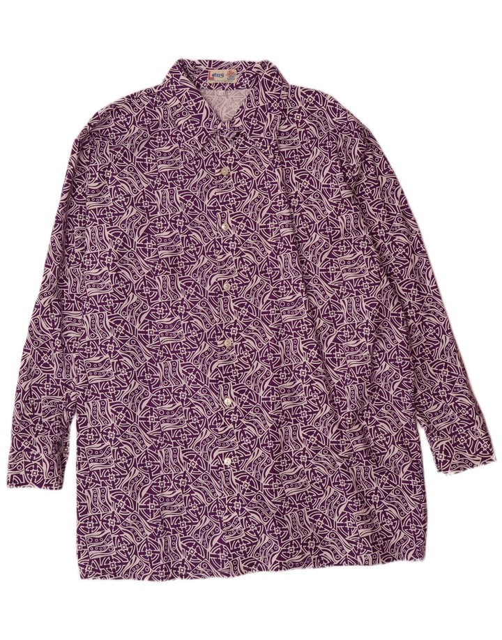 VINTAGE Chemise à motif abstrait pour homme Taille 44 XL Violet