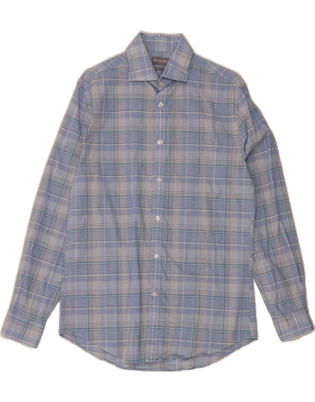 MICHAEL KORS Mens Slim Fit Shirt Size 15 Medium Blue Check Cotton Vintage Michael Kors and Second-Hand Michael Kors from Messina Hembry 