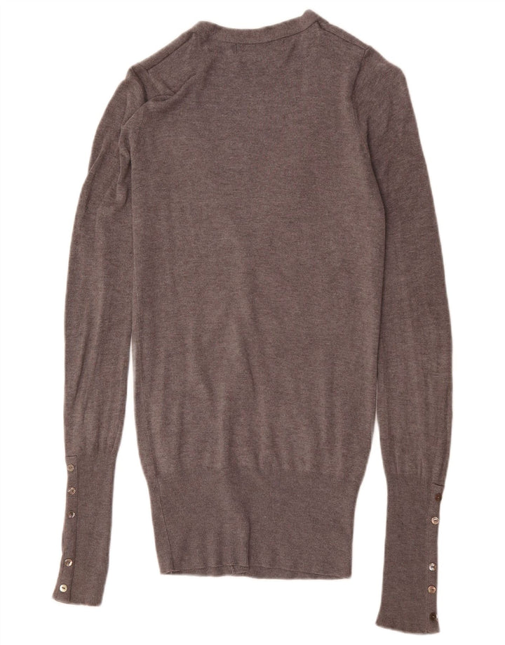 Zara Cardigan Femme Pull UK 12 Rayonne Gris Moyen