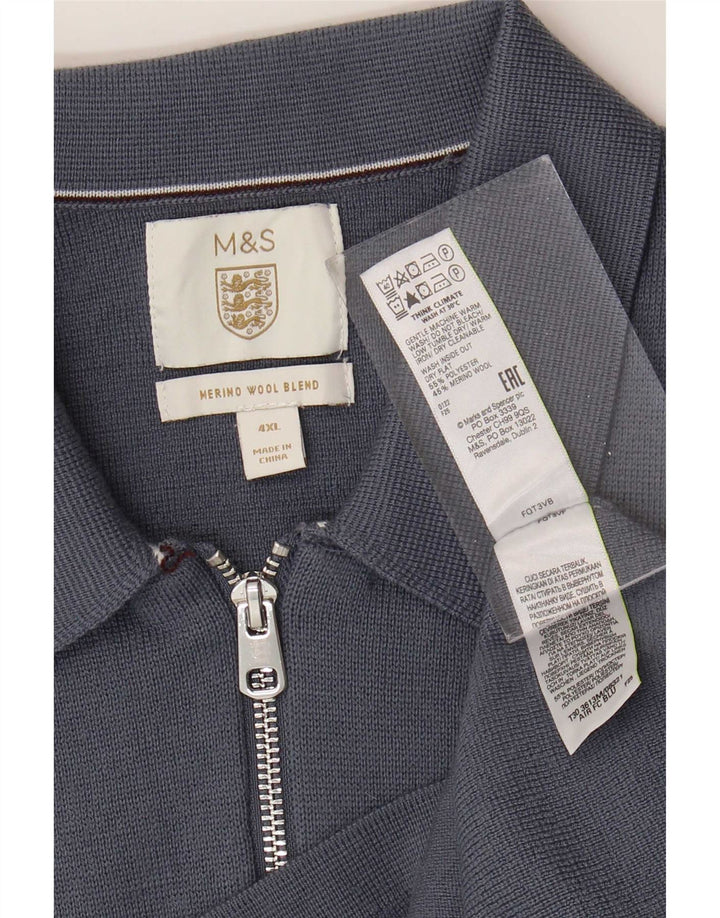 Marks & Spencer Pull Cardigan Homme 4XL Bleu Polyester
