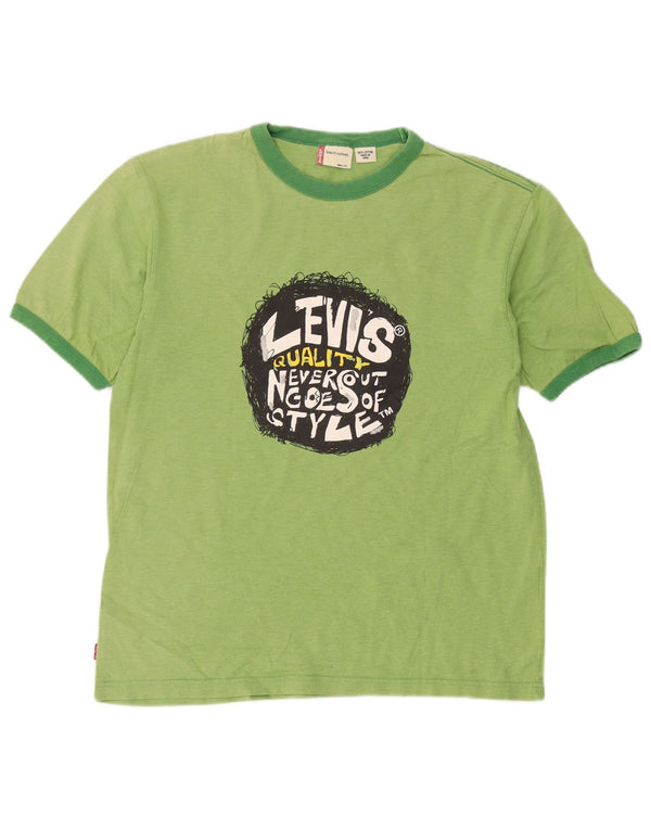 Levi's T-Shirt Graphique Femme UK 16 Large Vert Coton