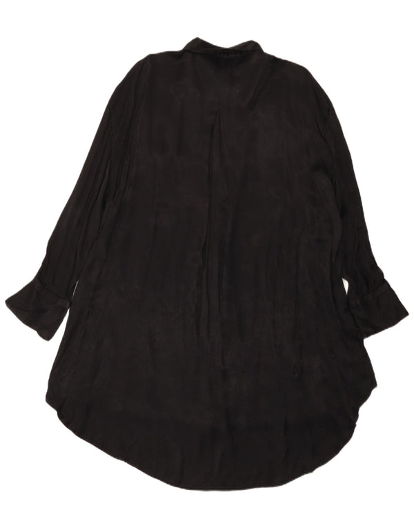 Zara Robe chemise surdimensionnée pour femme UK 10 Petite viscose noire
