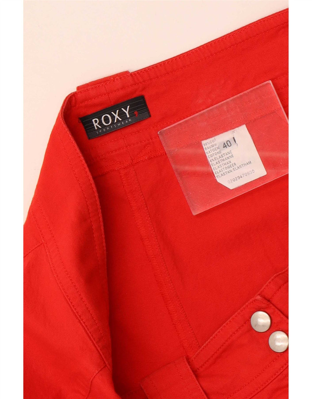 Roxy Pantalon court droit pour femme EU 40 Medium W30 L23 Rouge Coton