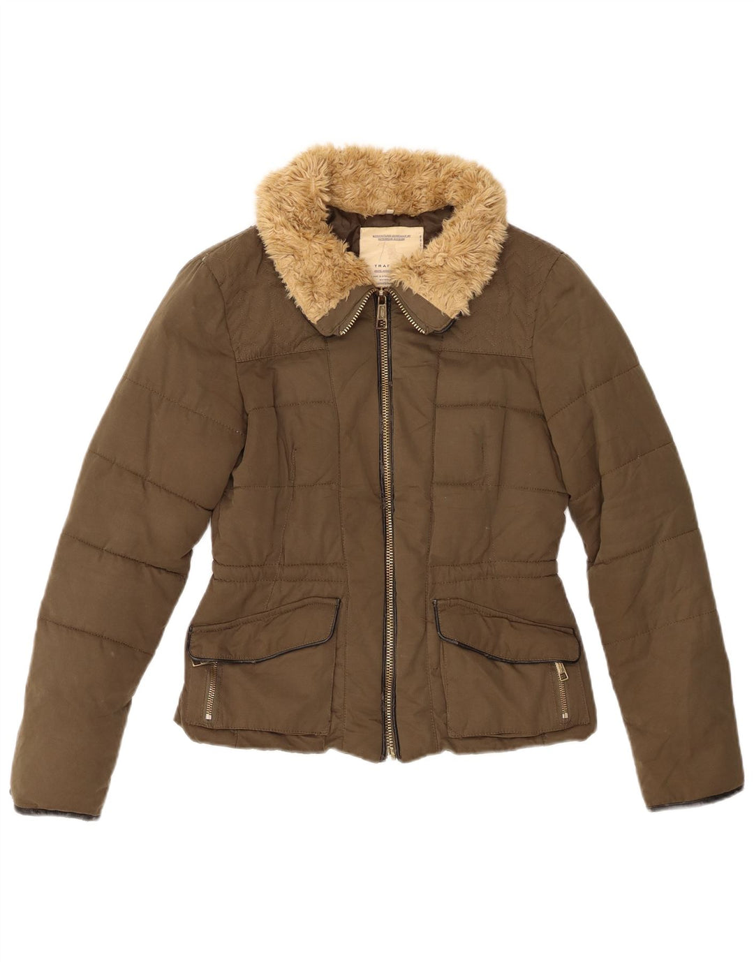 Zara Veste matelassée pour femme UK 6 XS Kaki