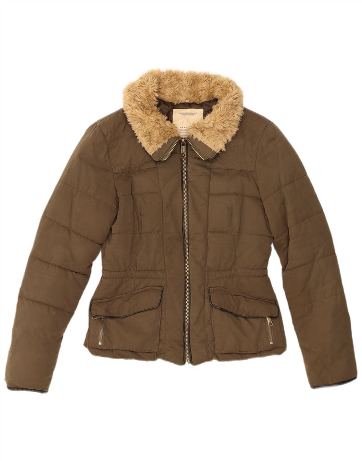 Zara Veste matelassée pour femme UK 6 XS Kaki
