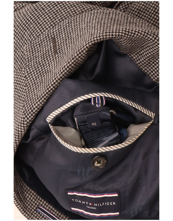 TOMMY HILFIGER Veste Blazer Ajustée Homme IT 48 Gris Moyen Pied-de-Poule