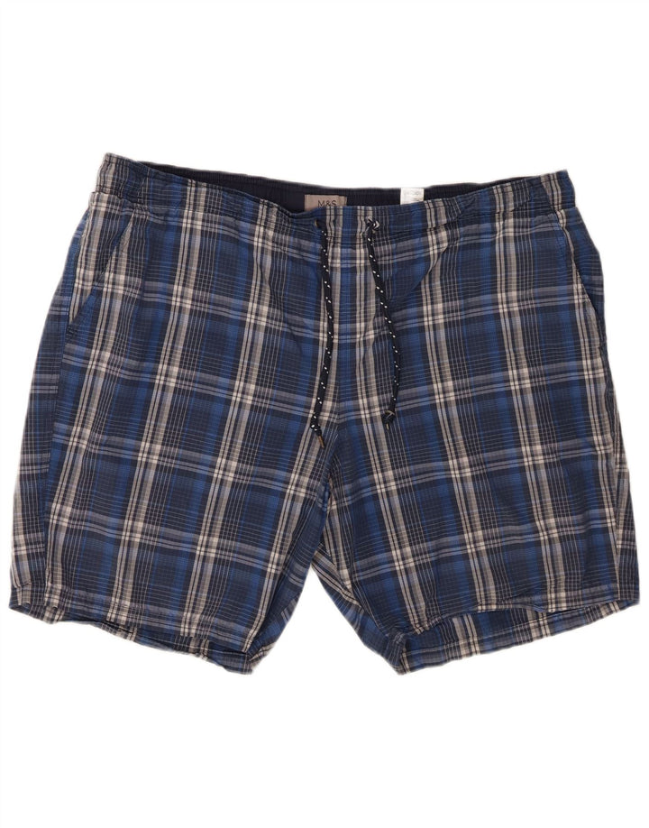 Marks & Spencer Short de bain pour homme 2XL en coton à carreaux bleu