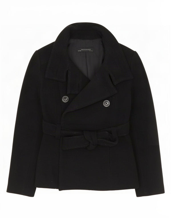 Zara Femme Caban UK 12 Laine Noir Moyen