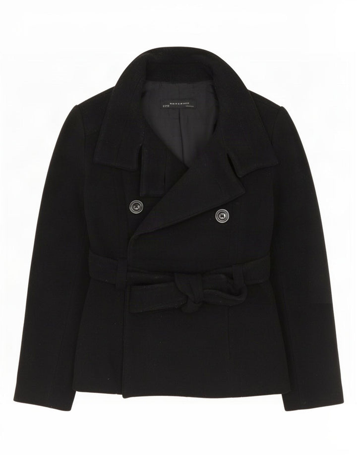 Zara Femme Caban UK 12 Laine Noir Moyen