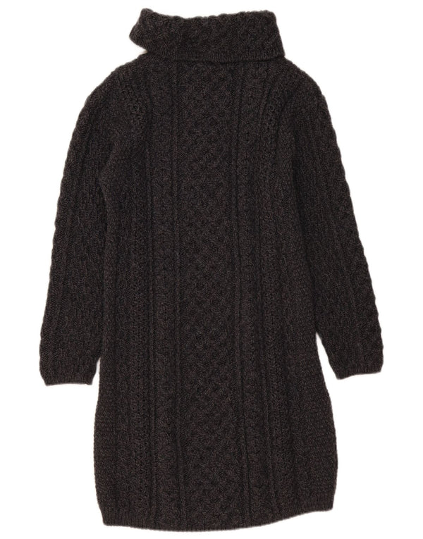 Aran Wollen Mills Robe pull à manches longues pour femme UK 14 Gris moyen