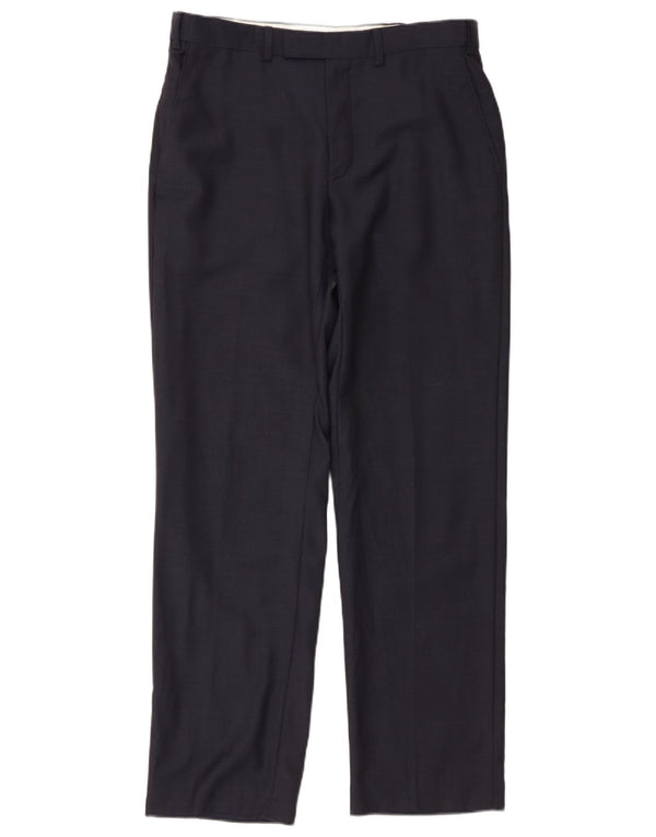 Marks & Spencer Pantalon de Costume Droit Homme W32 L31 Laine Bleu Marine