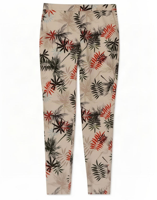 Reiss Pantalon Chino Slim Femme UK 12 Moyen W30 L27 Coton Floral Blanc
