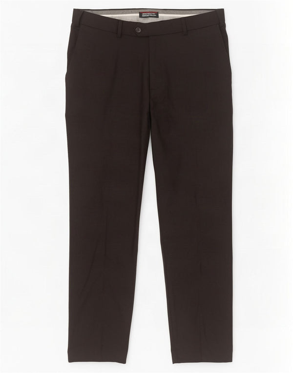 Marks & Spencer Mens Tailored Fit Straight Suit Trousers W38 L31 Black Wool