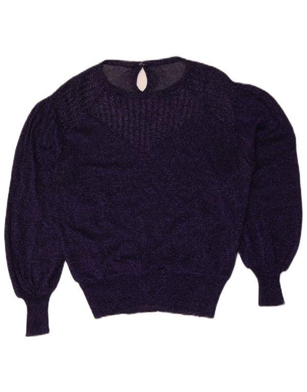 vintage Femmes Bateau Cou Jumper Pull UK 14 Moyen Violet