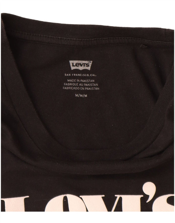 Levi's T-Shirt Graphique Femme UK 14 Noir Moyen Coton