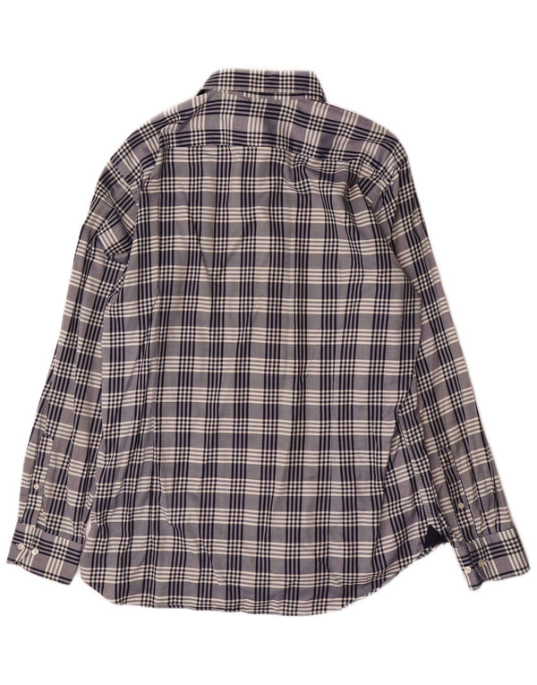 Tommy Hilfiger Mens Shirt Size 44 17 1/2 XL Navy Blue Check Cotton