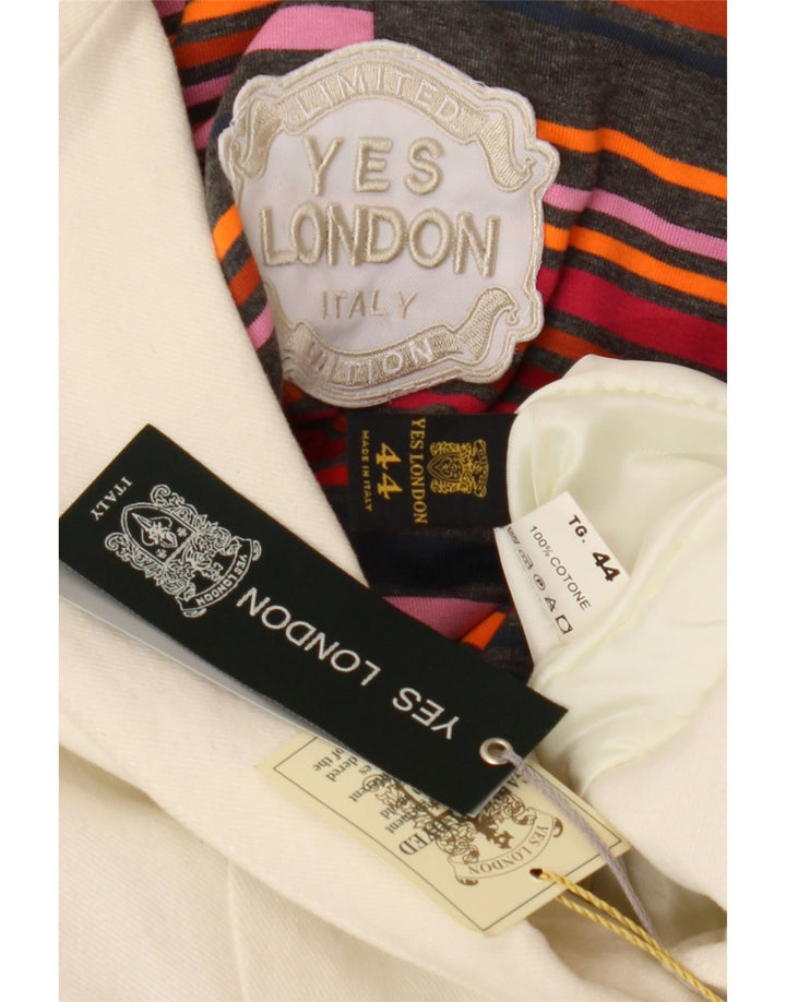 Yes London Veste Blazer 2 Boutons Femme IT 44 Coton Blanc Moyen