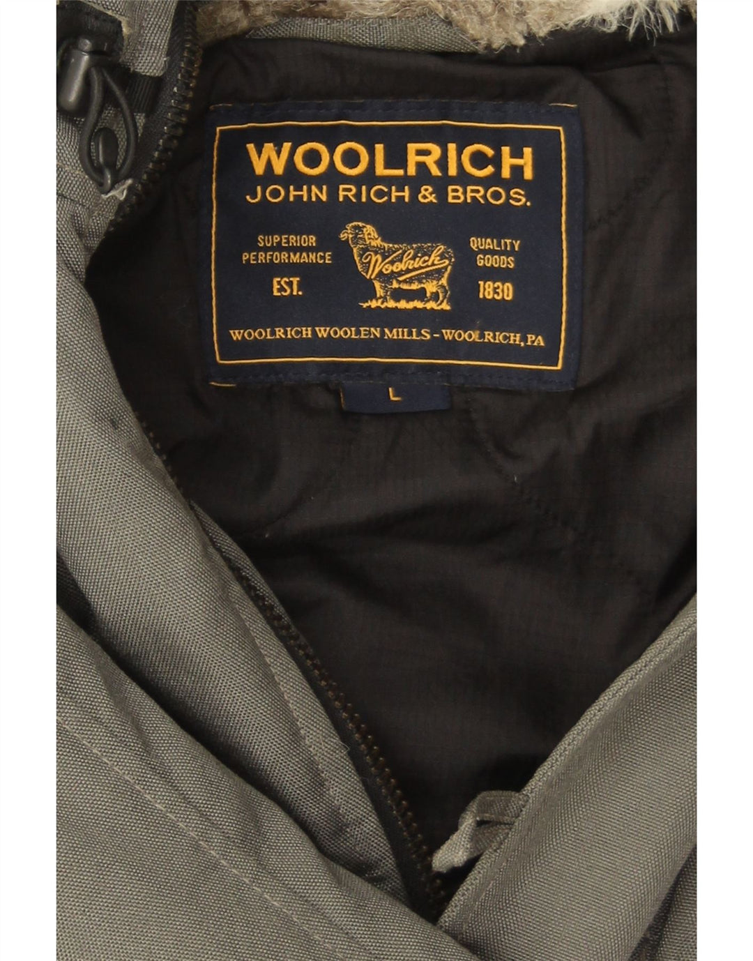 Woolrich Veste coupe-vent à capuche pour homme UK 40 Large Gris