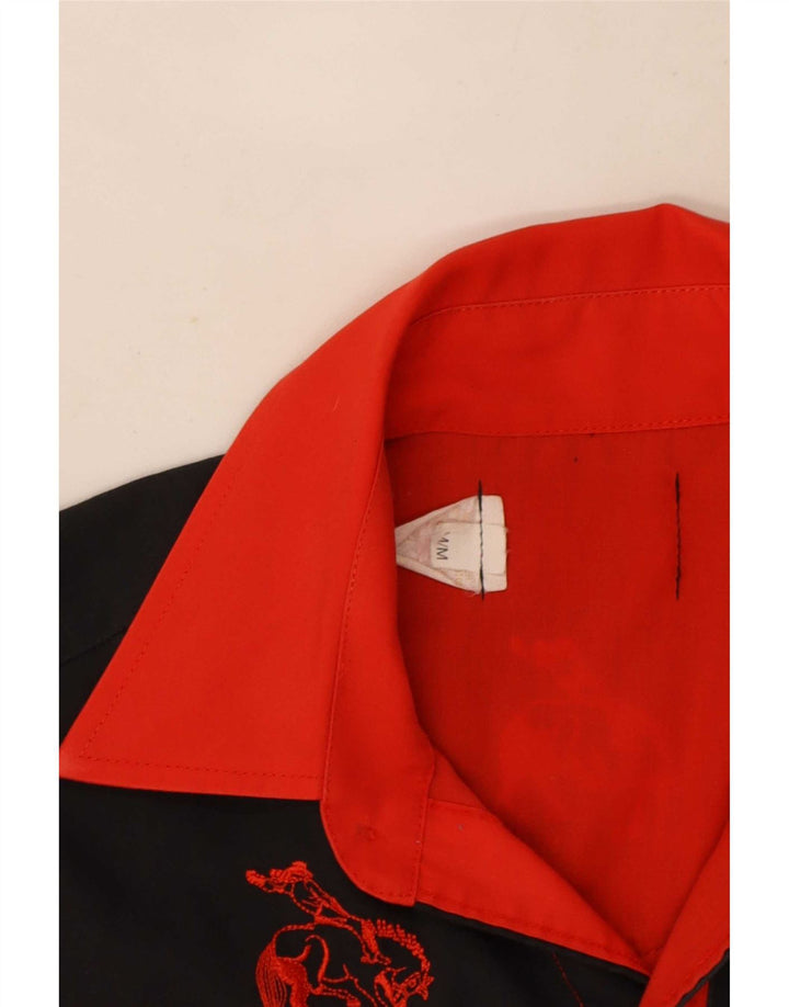 Chemise western vintage pour homme en polyester color block rouge moyen