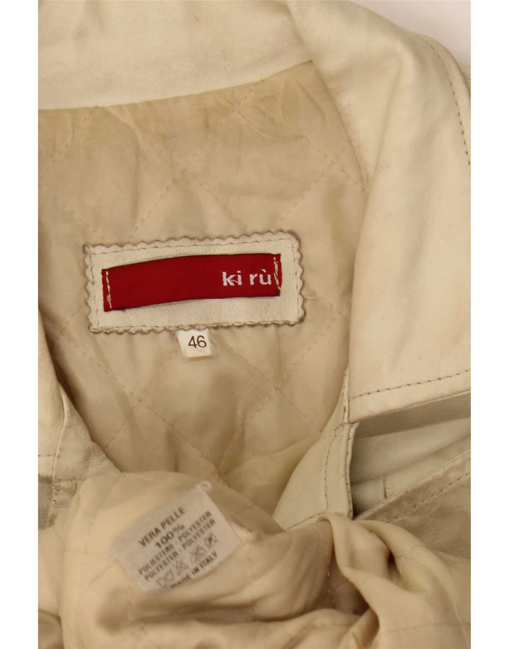 manteau en cuir femme vintage IT 46 Grand Beige