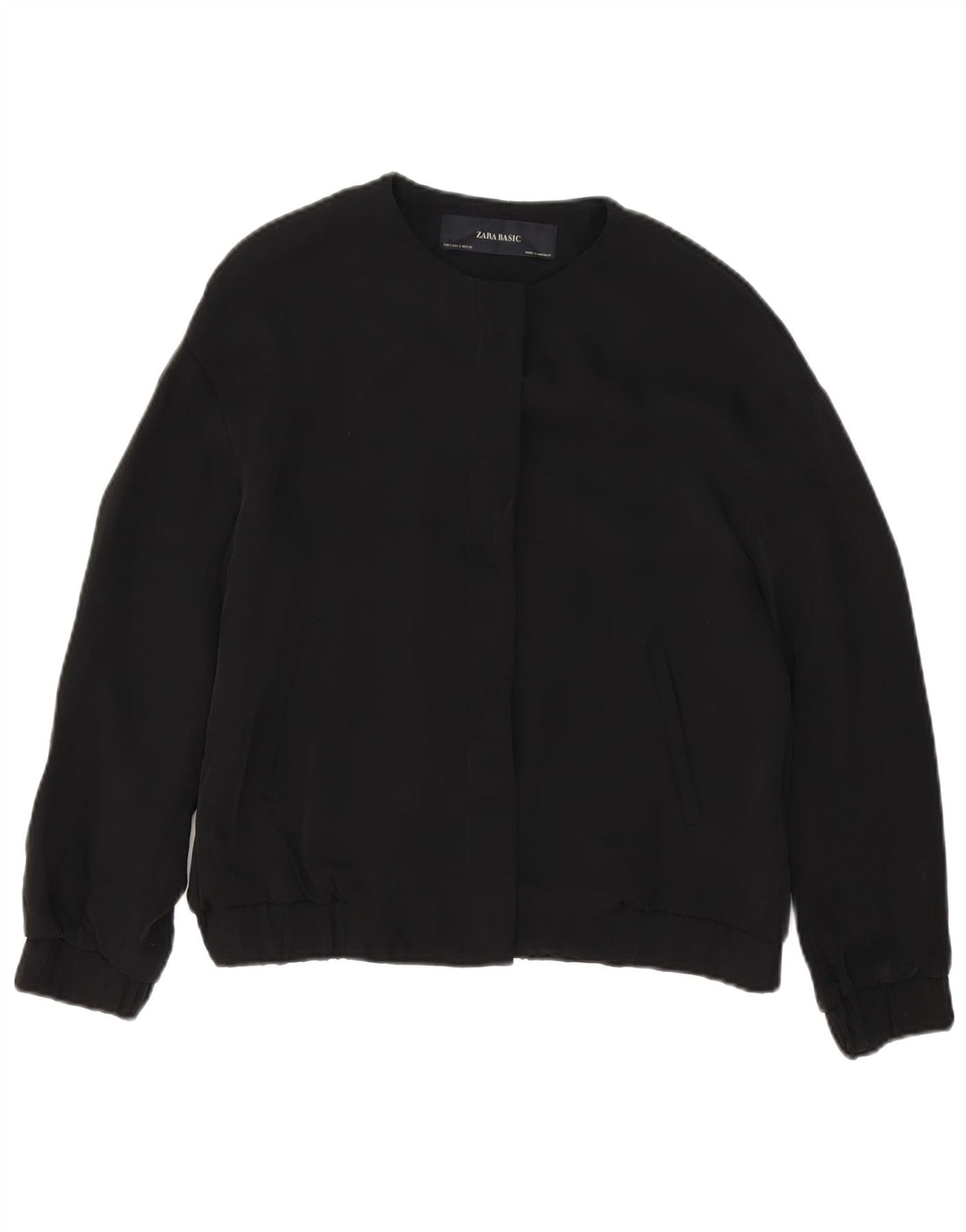 Zara Womens Oversize Bomber Jacket UK 10 Petit Noir Polyester