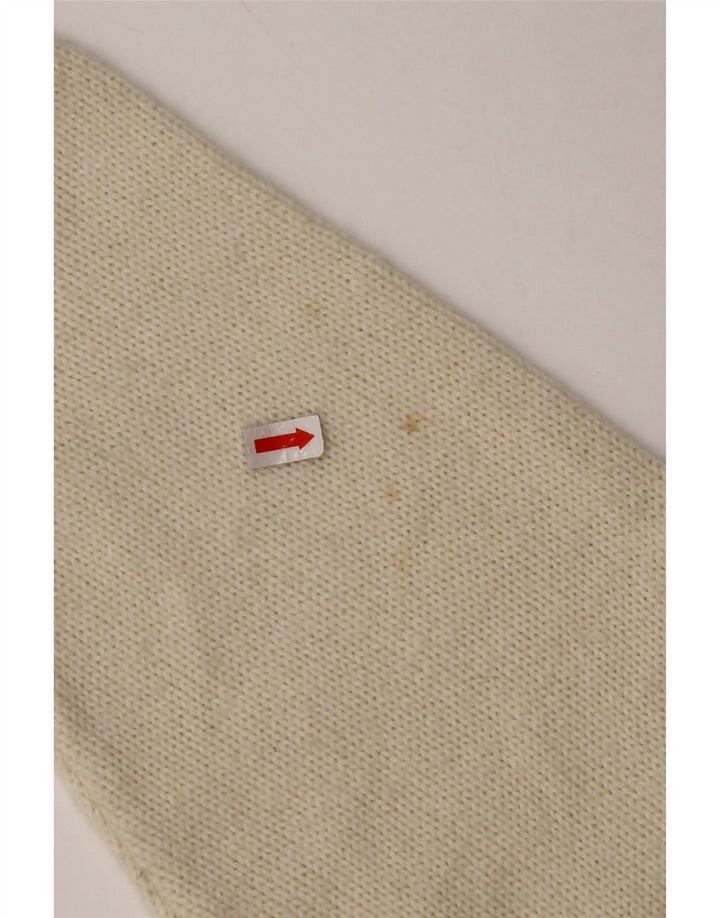 VINTAGE Femmes Crop Turtle Neck Jumper Pull UK 14 Medium Off White