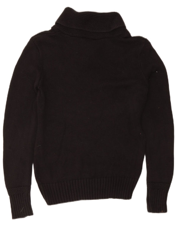 Ralph Lauren Pull à col châle pour femme UK 12 en coton noir moyen